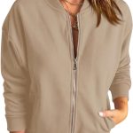 Womens Zip Up Sweatshirts Jackets Long Sleeve Casual Loose Outwear with Pockets