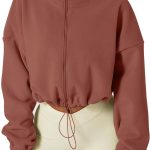 Women's Full Zip Fleece Short Jacket Warm Winter Long Sleeve Stand Collar Sherpa Crop Coat