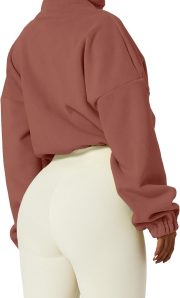 Women's Full Zip Fleece Short Jacket Warm Winter Long Sleeve Stand Collar Sherpa Crop Coat - Image 2