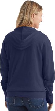 womens Slub Knit Full-zip Hoodie, Textured Cotton Zip-up T-shirt Hoodie for Women - Image 2