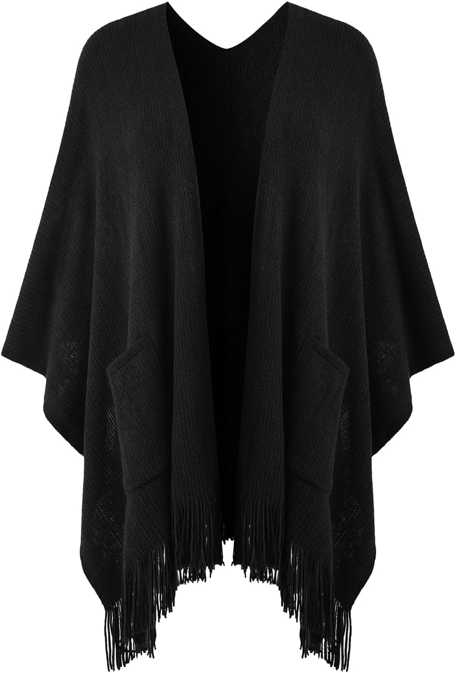61ykwmN3ceL._AC_SL1500_.jpg Shawl Wraps for Women Cozy Lightweight Poncho Cape with Pockets Warm for Fall Winter Travel - Image 1
