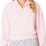 Women's Quarter-zip Pullover,  Fleece Pullover Shirt, Cotton Blend