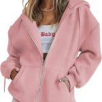 Women's Zip Up Y2K Hoodies Casual Long Sleeve Sweatshirts Fall Spring Track Jackets with Pockets