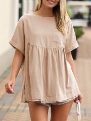 Womens Summer Babydoll Tops Casual Loose Fit Peplum Oversized Tunic Shirts - Image 2