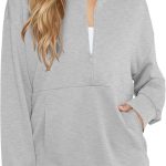Women's Quarter Zip Pullover Sweatshirt Lightweight Hoodies Casual Workout Jacket