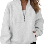 Womens Quarter Zip Oversized Sweatshirts Teen Fleece Pullover Hoodies Mock Neck Sweater Fall Workout Jacket