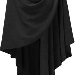 Womens Large Cross Front Poncho Sweater Wrap Topper Knitted Elegant Shawls Cape for Fall Winter