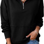 Womens Sweatshirt Casual Long Sleeve Half Zip Pullover Lightweight Sweatshirts Tops Fall Fashion Outfits
