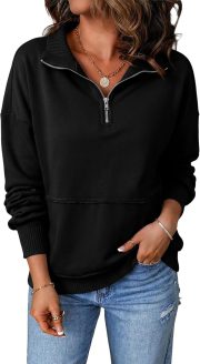 Womens Sweatshirt Casual Long Sleeve Half Zip Pullover Lightweight Sweatshirts Tops Fall Fashion Outfits