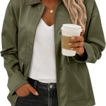 Jackets for Women Fall Fashion  Lightweight Coat Button Down Cropped s With Pockets