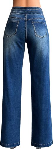 Women Wide Leg Jeans Casual High Waisted Stretch Baggy Loose Denim Pants - Image 2