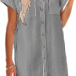 Summer Dresses for Women Cotton Button Down Short Sleeve Tshirt Dresses Casual Mini Beach Dress