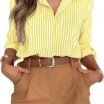Super Soft Striped Button Down Shirts for Women Dress Shirts Long Sleeve Casual Collared Work Shirt with Pocket