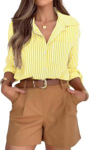 Super Soft Striped Button Down Shirts for Women Dress Shirts Long Sleeve Casual Collared Work Shirt with Pocket