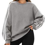 Womens Oversized Sweatshirts  Casual Fall Crew Neck Color Block Long Sleeve Loose Pullover Top Y2K Clothes
