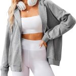 Women's Lightweight Hoodies Full Zip Up Oversized Sweatshirts with Pockets Long Sleeve Thin Casual Hooded Jackets